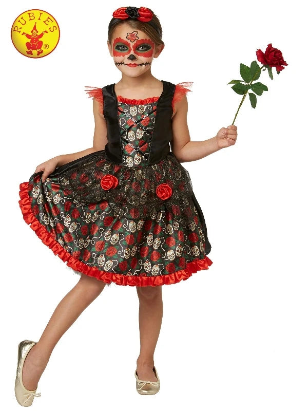 Red Rose Day of the Dead Girls Costume