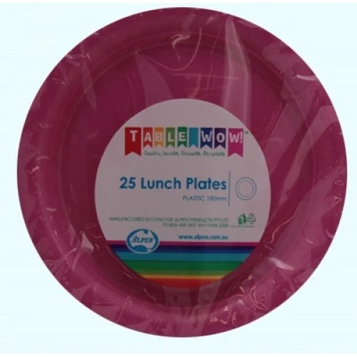 Magenta Plastic Lunch Plates Pack of 20