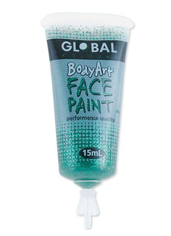 Global Bodyart Green Glitter 15ml Tube Liquid Makeup