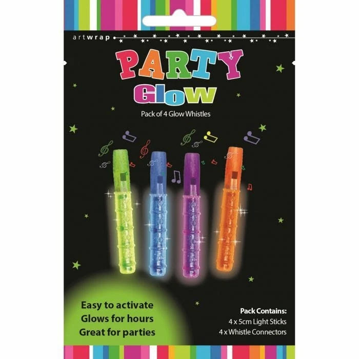 Glow Whistles 4 Pack