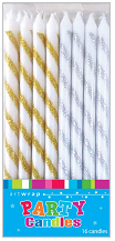 Gold and Silver Stripe Glitter Candles