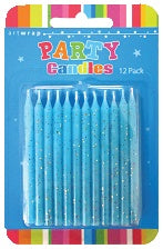 12 Small Blue Glitter Candle