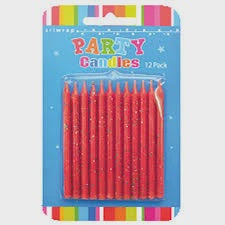 Glitter Red Candles 12pk