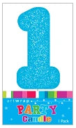 Number 1 Glitter Blue Candle