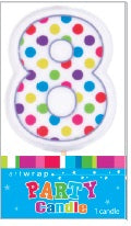 Polka Dot Number 8 Candle