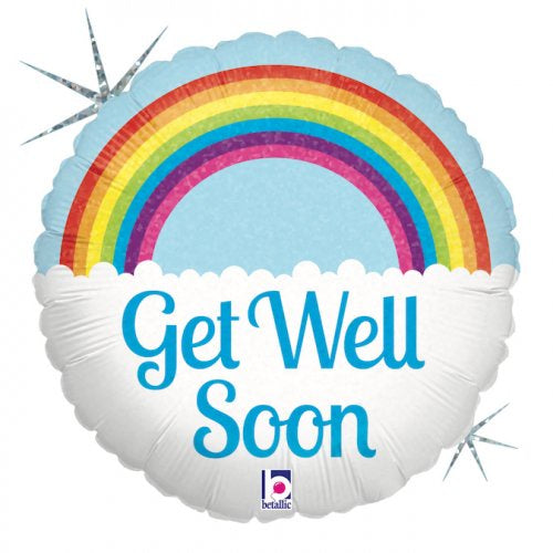 Get Well Soon Rainbow Holographic Foil Balloon