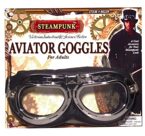 Black Steampunk Aviator Goggles