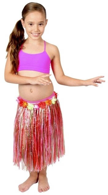 Multicoloured Childs Hula Skirt with Flowers