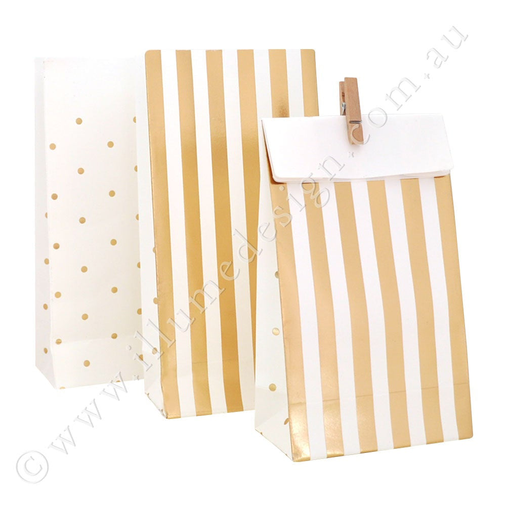 Illume Gold Foil Candy Stripe & Polka Dot Loot Bags