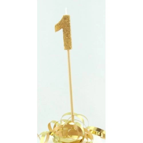 Gold Number 1 Candle On Stick