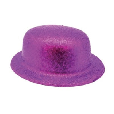 Purple Glitter Bowler Hat