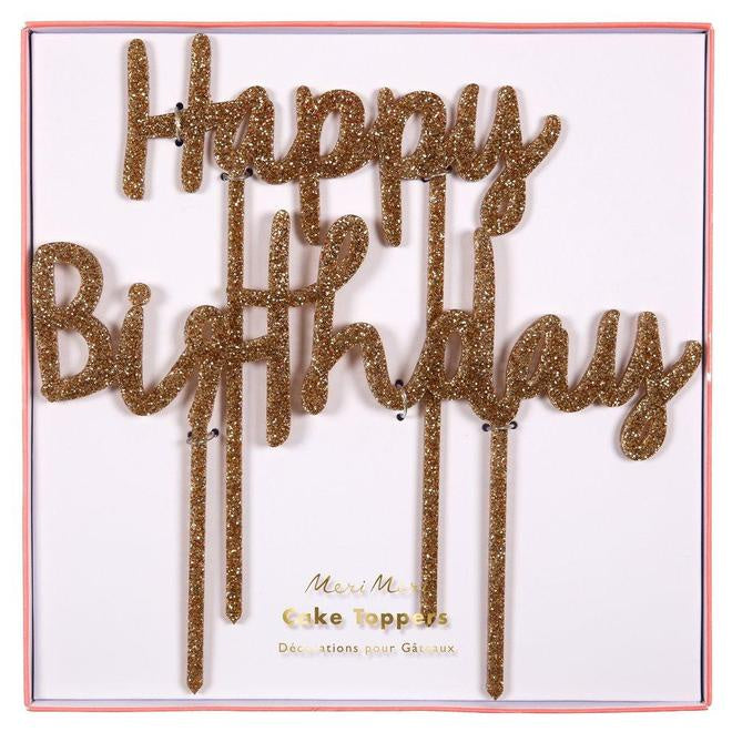 Meri Meri Happy Birthday Gold Acrylic Cake Topper