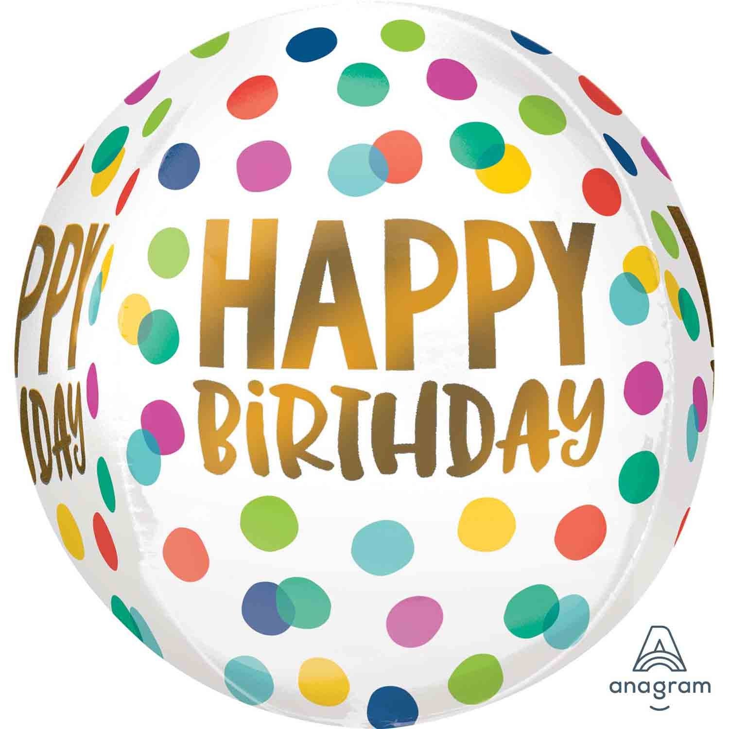 Orbz Happy Birthday Dots Foil Balloon