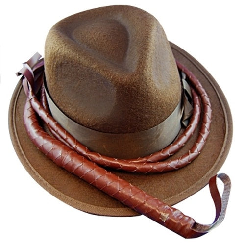 Indiana Jones Brown Hat and Whip