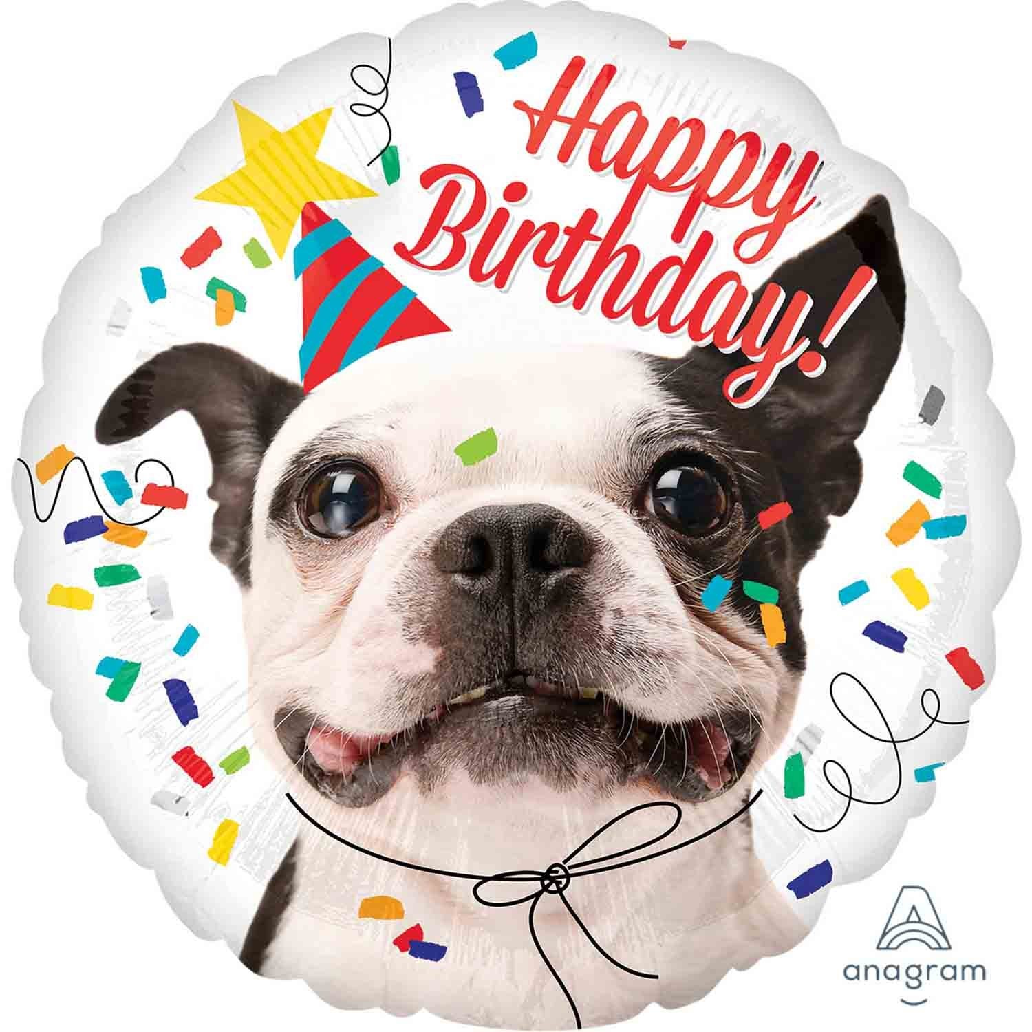 Happy Birthday Smiling Dog Foil Balloon