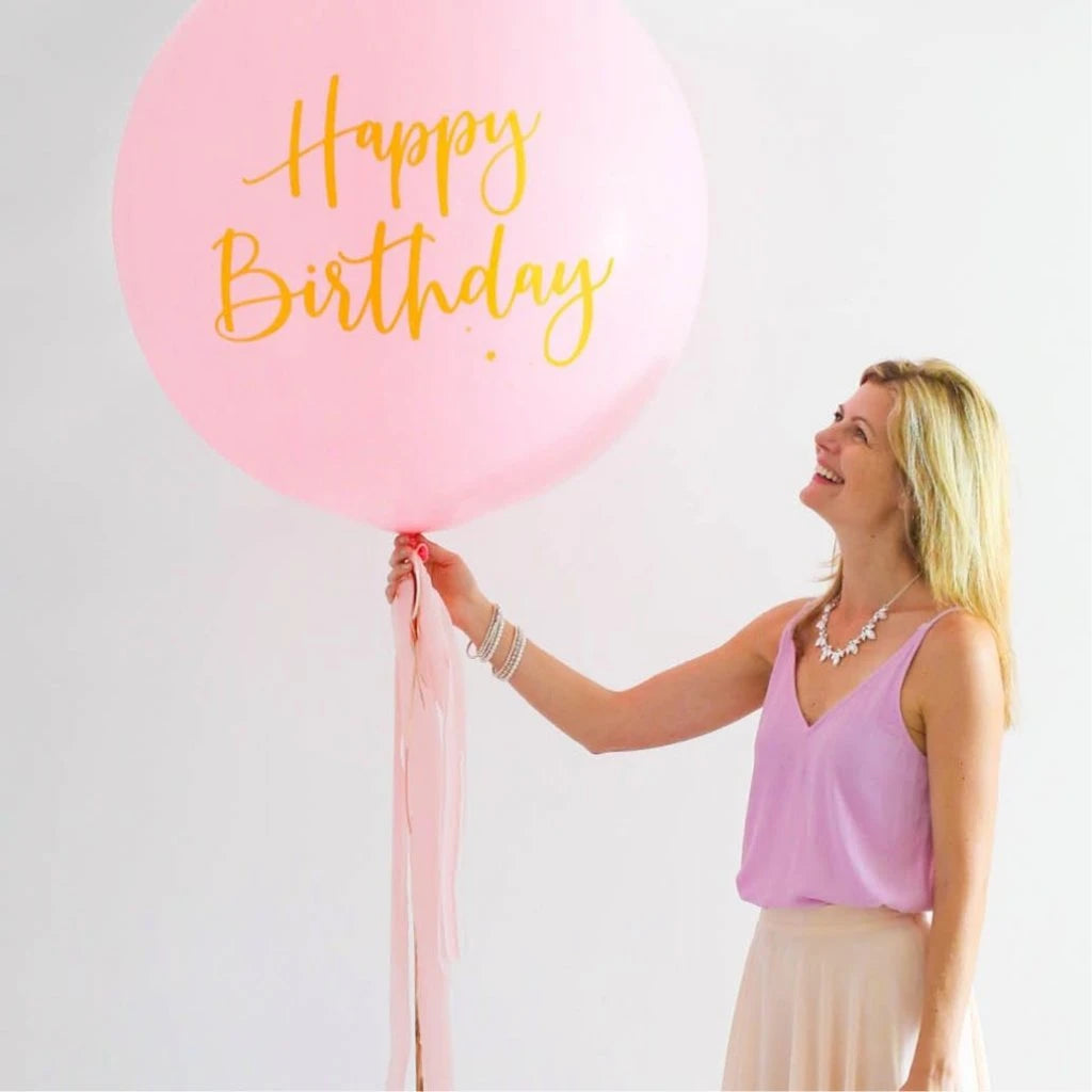 Illume Jumbo Happy Birthday Pink Latex Balloon