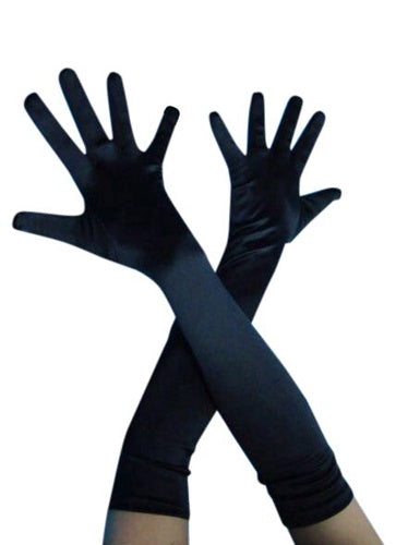 Long Satin Black Gloves