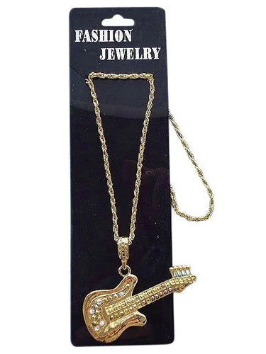 Gold Guitar Necklace Costume Jewellery