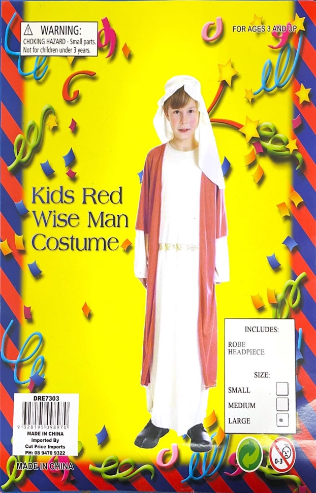 Kids Red Wise Man Costume