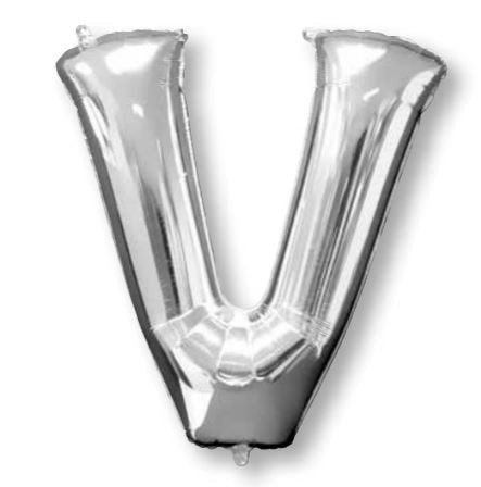 Silver Letter V Supershape Foil Balloon