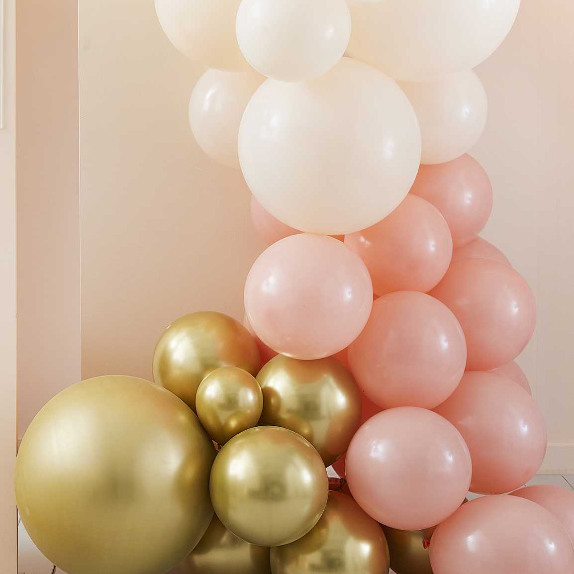Ginger Ray Peach and Gold Balloon Garland Kit Pack of 75