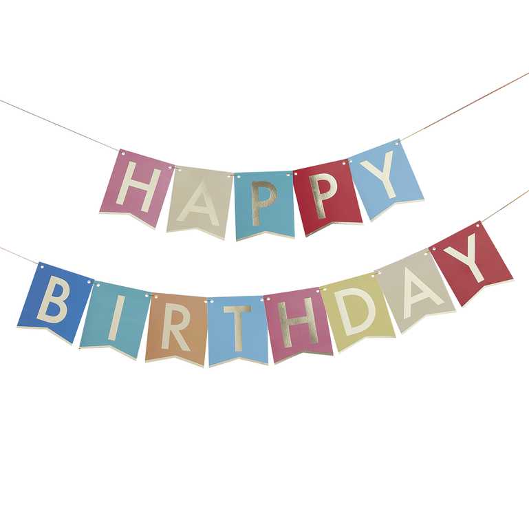 Ginger Ray Multi-Coloured Happy Birthday Banner Bunting