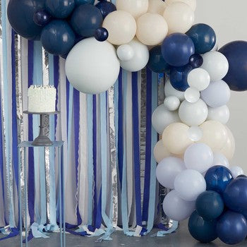 Ginger Ray Mix It Up Blue & Cream Balloon Garland & Streamer Backdrop