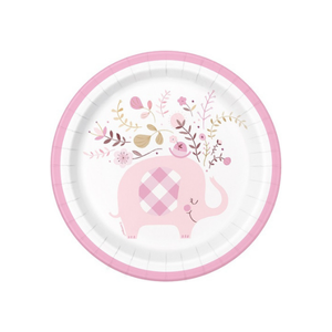 Pink Elephant Baby Shower Plates