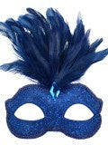 Daniella Blue Eye Mask with Feathers