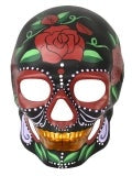 Day of the Dead Black Mask with Painted Roses