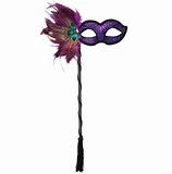 Simona Purple Eye Mask with Feathers on Stick