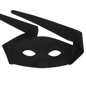 Black Zorro Eye Mask with Ties Large