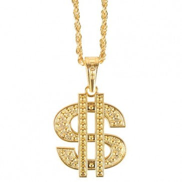 Gold Dollar Sign Pendant Necklace