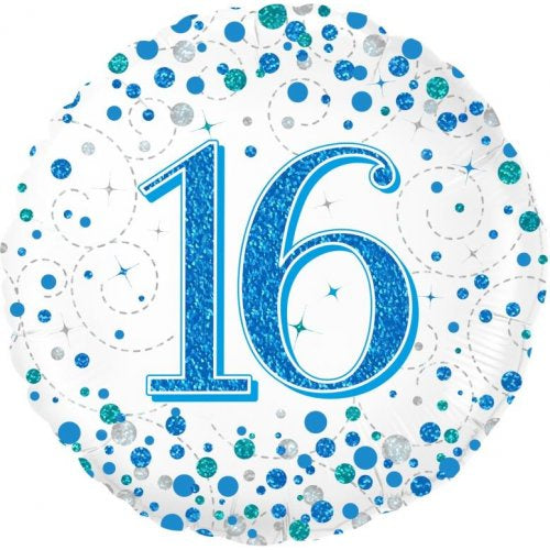 Sparkling Fizz Blue 16th Birthday 18 Inch Foil Balloon