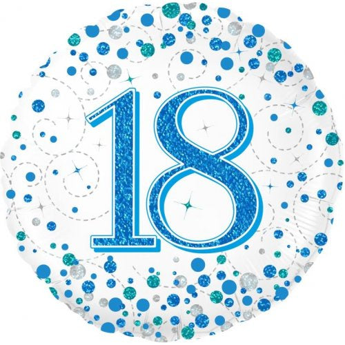 Sparkling Fizz Blue 18th Birthday 18 Inch Foil Balloon