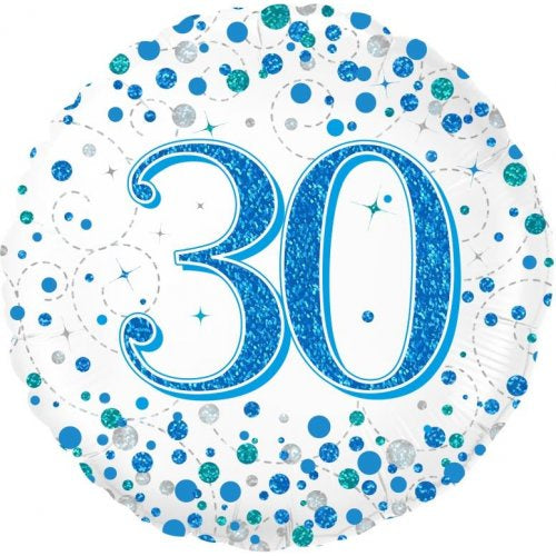 Sparkling Fizz Blue 30th Birthday 18 Inch Foil Balloon