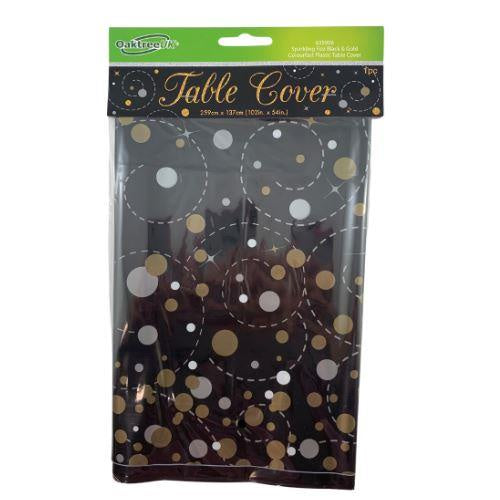 Black Gold Sparkling Fizz Table Cover