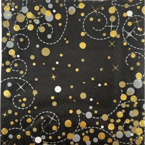 Black Gold Sparkling Fizz Napkin