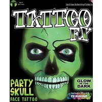 Tattoo FX Party Skull Face Tattoo Glow In The Dark