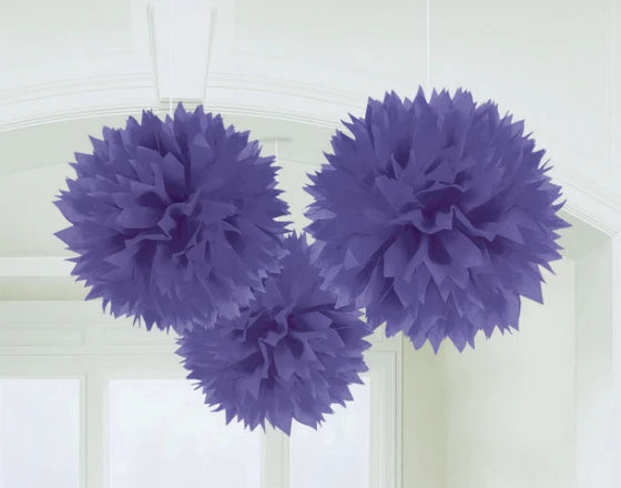 Purple Fluffy Decorations 3Pk