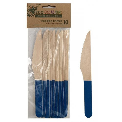 Wooden Knife-Royal Blue, 10 Pack
