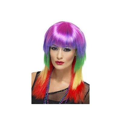 Rainbow Rocker Wig 80s Punk