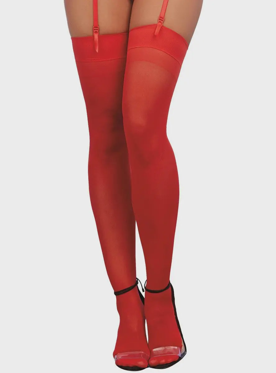 Red Sheer Stockings Plus Size