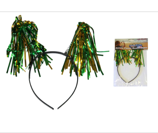 Aussie Green and Gold Tinsel Headbopper
