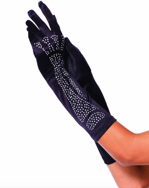 Elbow Length Rhinestone Gloves