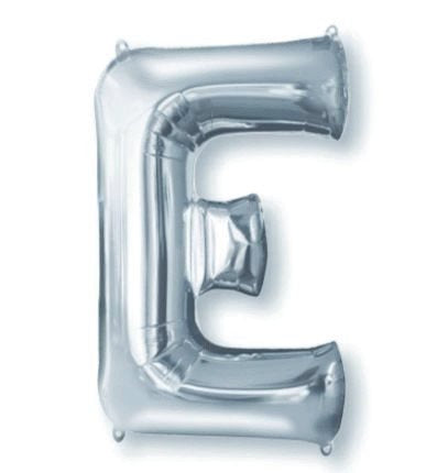 Silver Letter E Supershape Foil Balloon