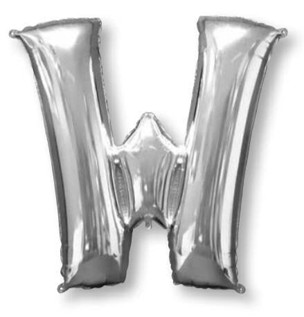 Silver Letter W SuperShape Foil Balloon