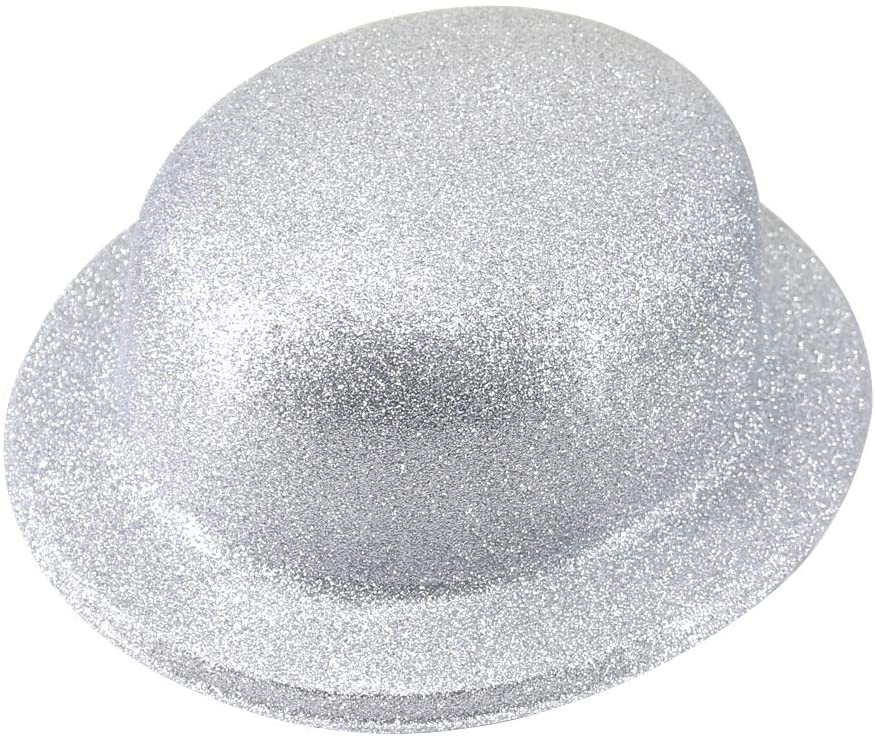 Silver Glitter Bowler Hat