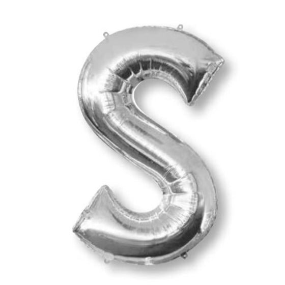 Silver Letter S SuperShape Foil Balloon