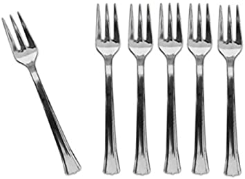 Silver Plastic Small Forks 25pk